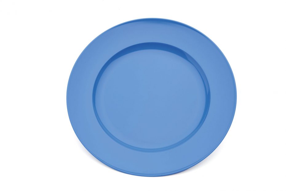 Blue Wide Rimmed Dessert Plate