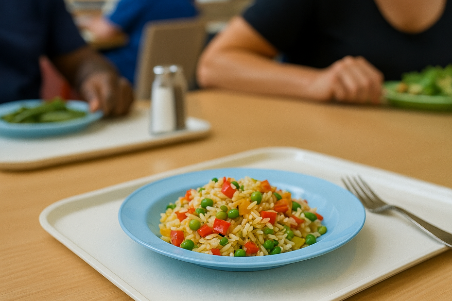 Summer Blue Deep Plate with Rice Dish