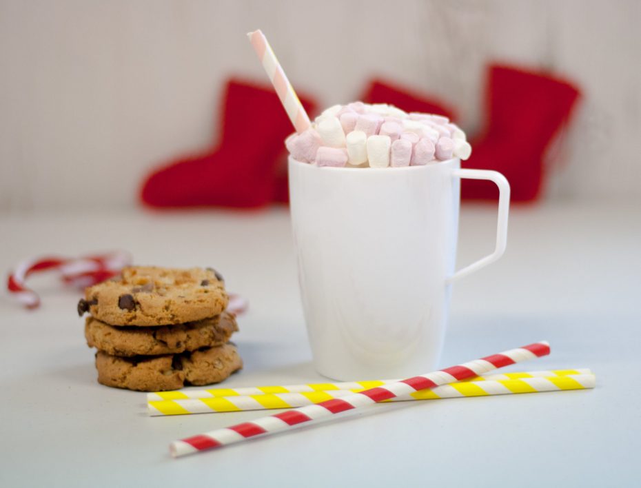 Hot Chocolate with Marshmallows in White Mug