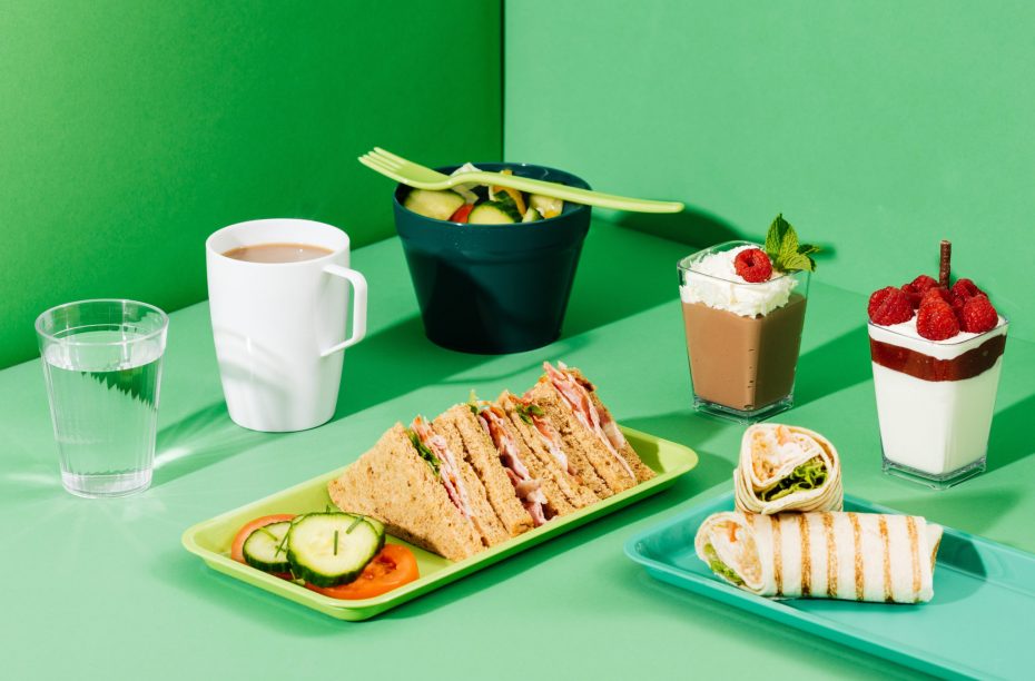 Green Sandwich Platter and Salad Pot