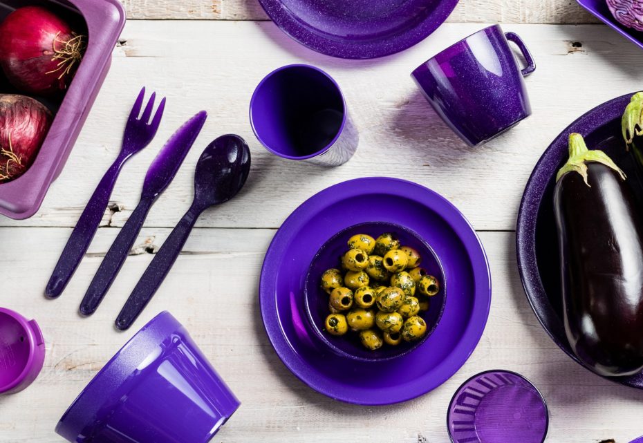 Olives in Purple Sparkle Bowl