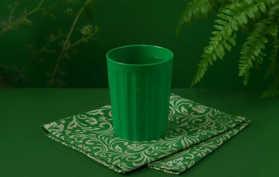Emerald Green Fluted Tumbler with Water