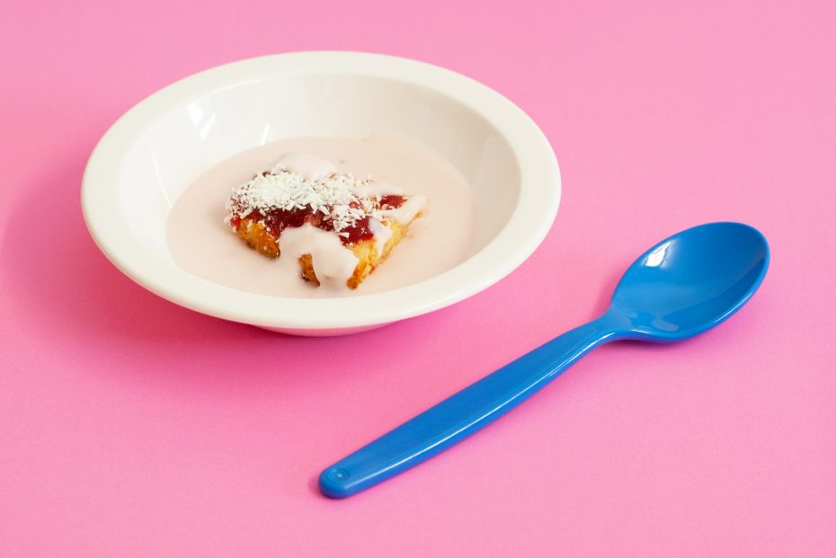 Small White Narrow Rimmed Bowl with Dessert