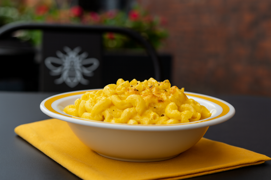 Yellow Duo Bowl with Mac'n'Cheese