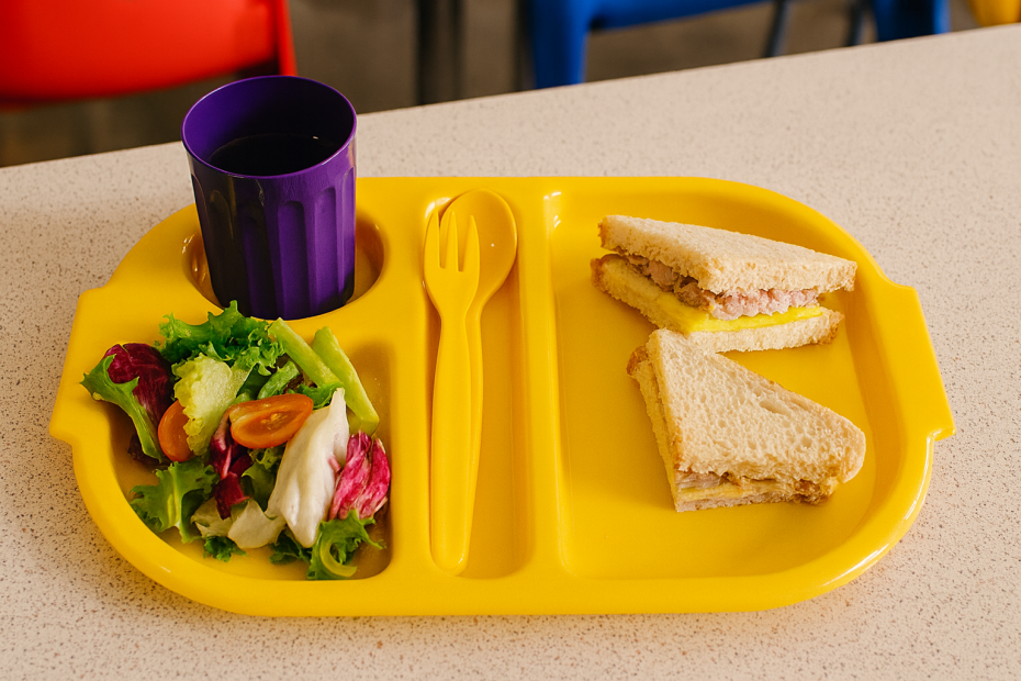 Small Yellow Meal Tray with School Lunch