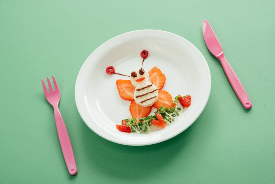 Small Pink Cutlery with White Plate