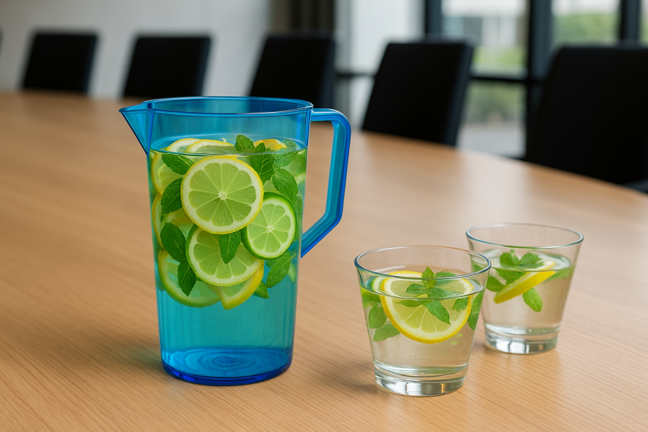 1.1L Translucent Blue Jug with Infused Water and Whisky Tumblers