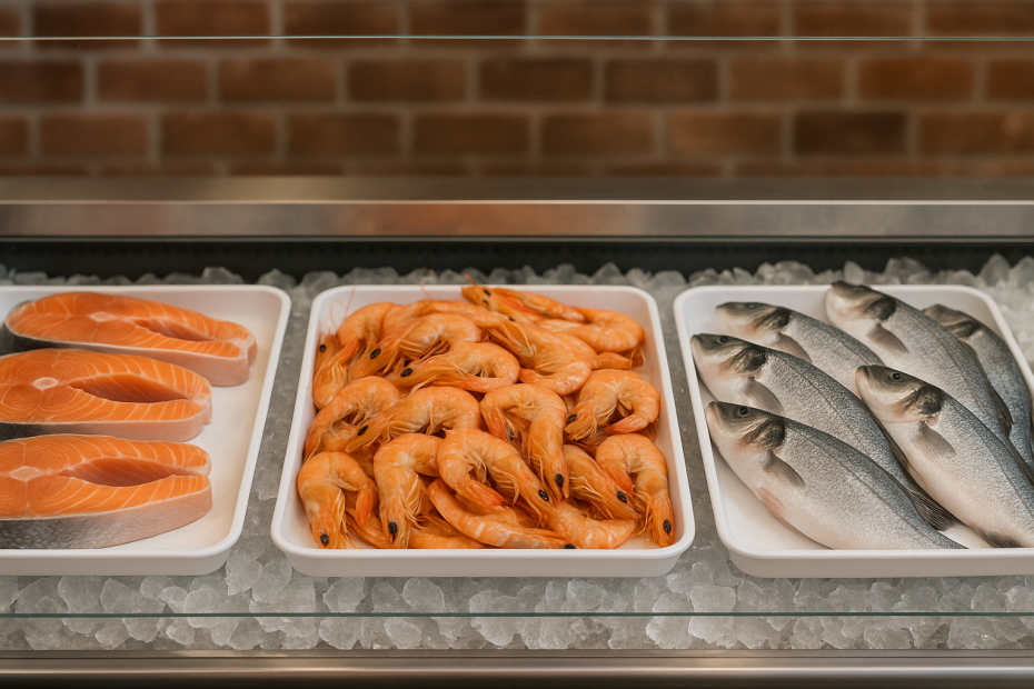 White Large Display Tray in Fishmonger Setting