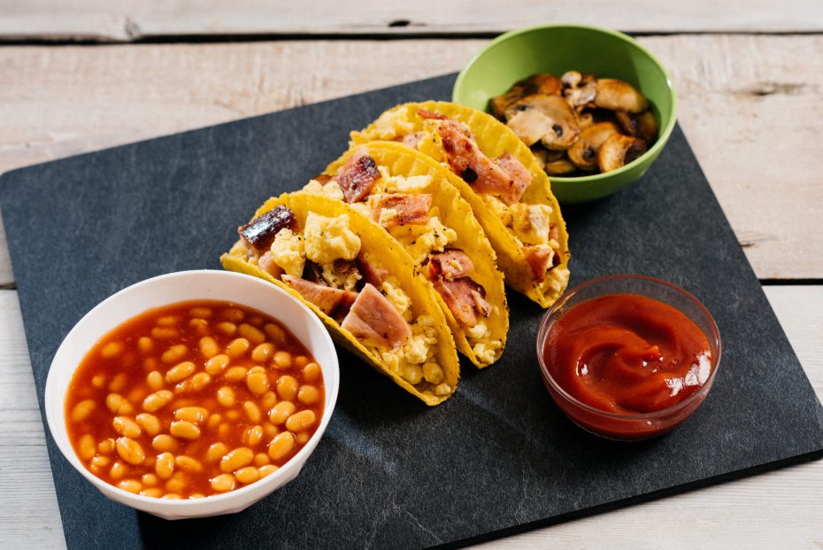 Taco Breakfast on a slate food platter