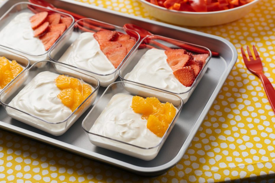 Corner Yogurts in reusable dishes