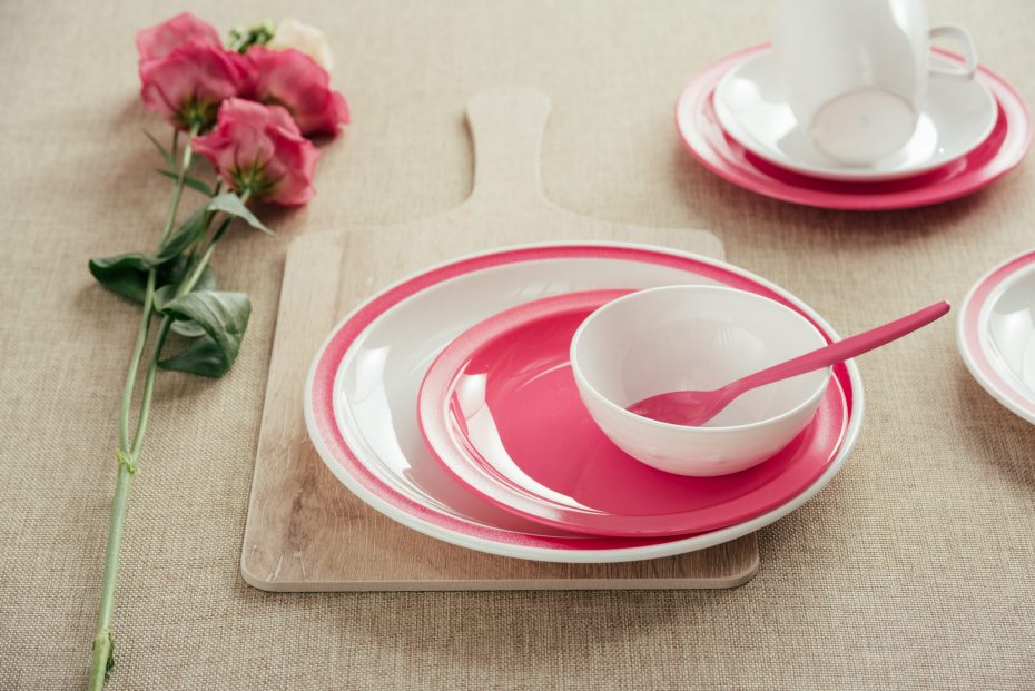 Pink Pastel and White Dinnerware Set