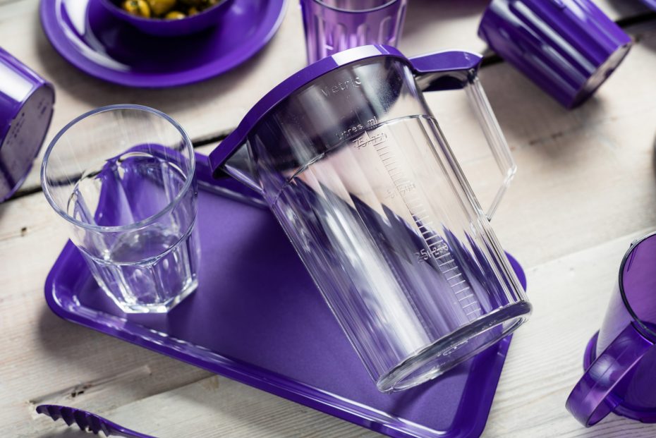 Bedside Locker Set with Jug, Tumbler and Purple Tray