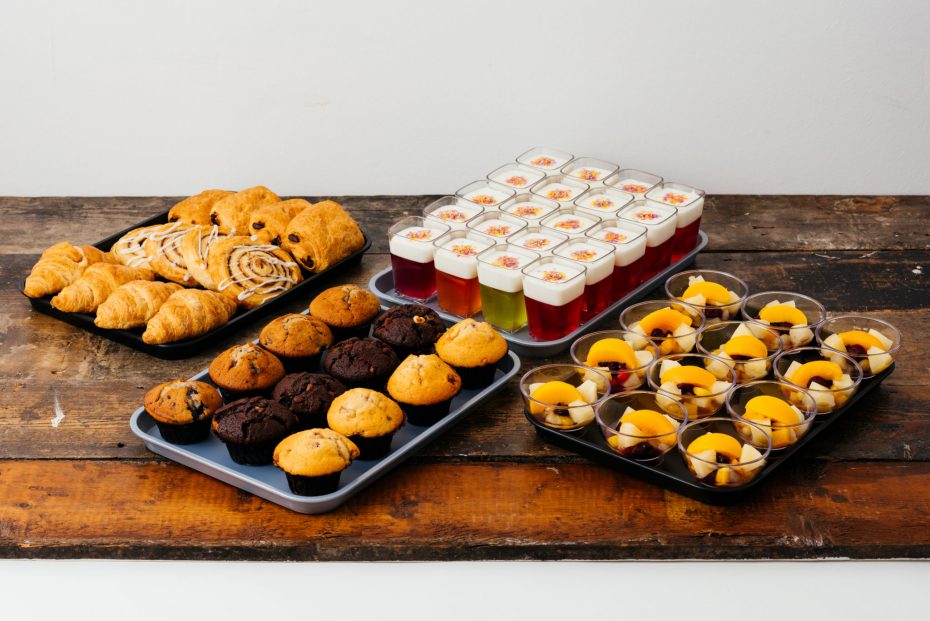 Baking Trays with pastries and muffins