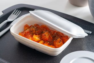 Portion of gnocchi in 400ml White Rectangular Bowl