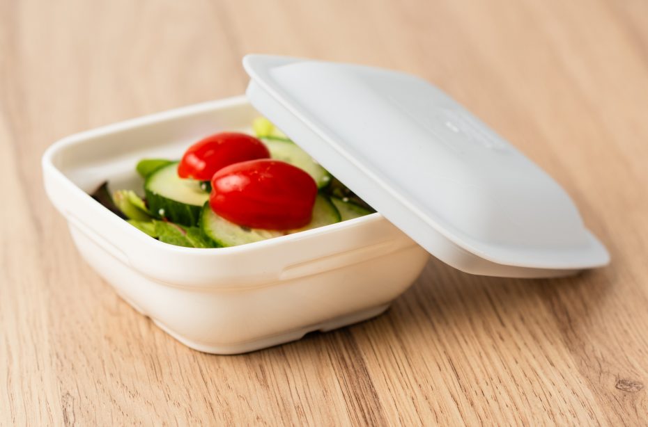 Small square bowl with salad