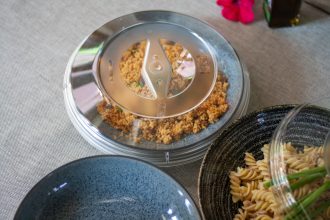 Low Clear Cloche on a Crockery Plate