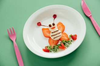 Children's Meal on a White Dessert Plate