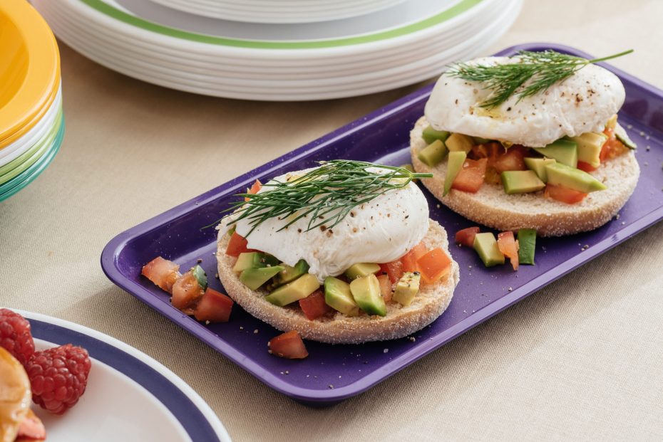 Poached Egg Buns on a Small Food Platter