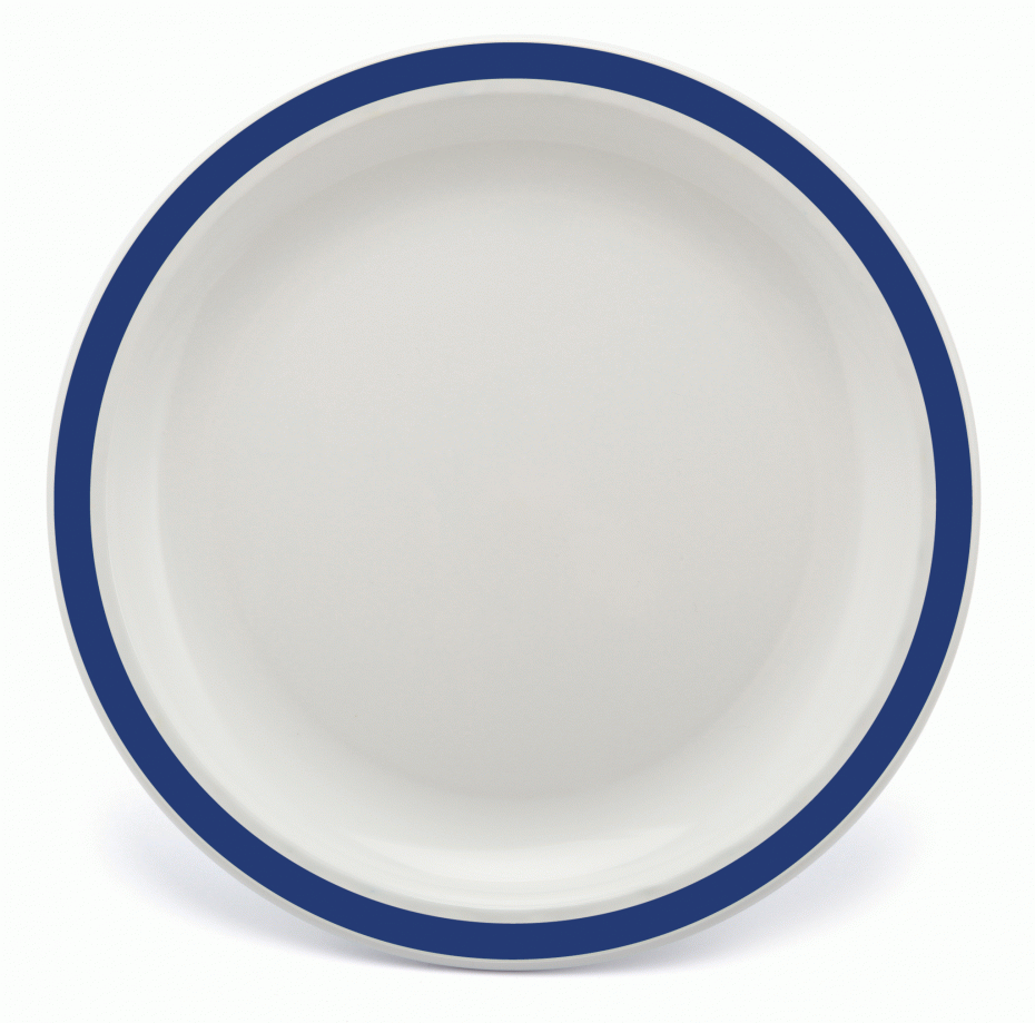 Large Duo Plate with Royal Blue Rim