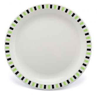 Lime and Black Stripe Patterned Duo Plate