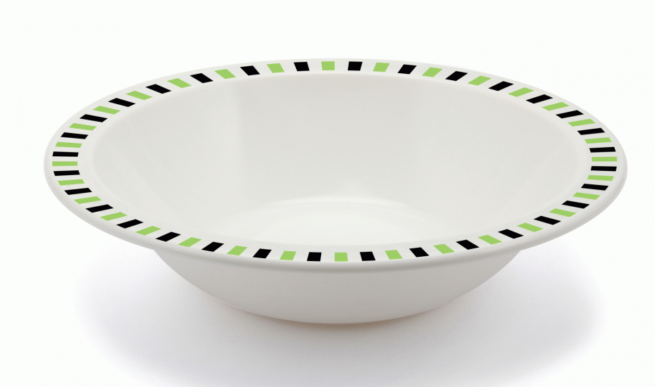 17.3cm Duo Bowl in Stripes - Black and Lime