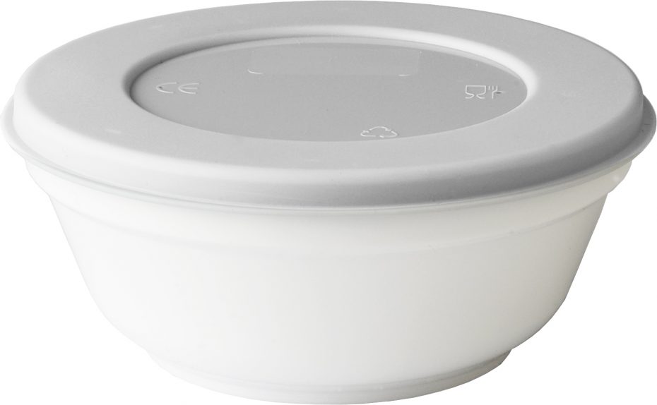 White 450ml Bowl with a Grey Lid