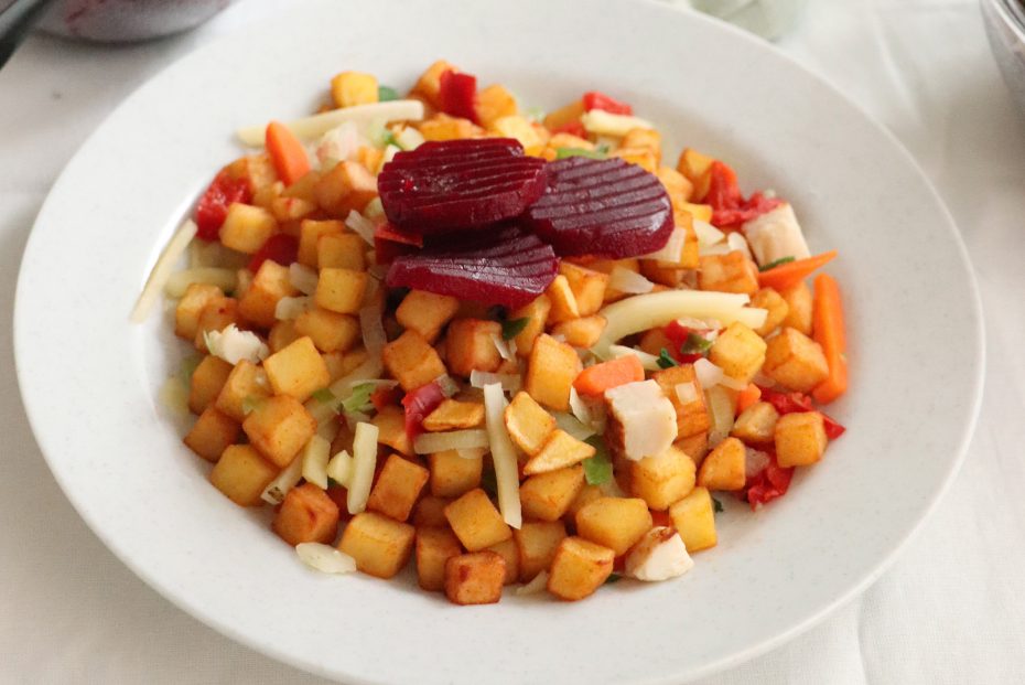 White Large Deep Plate with Salad