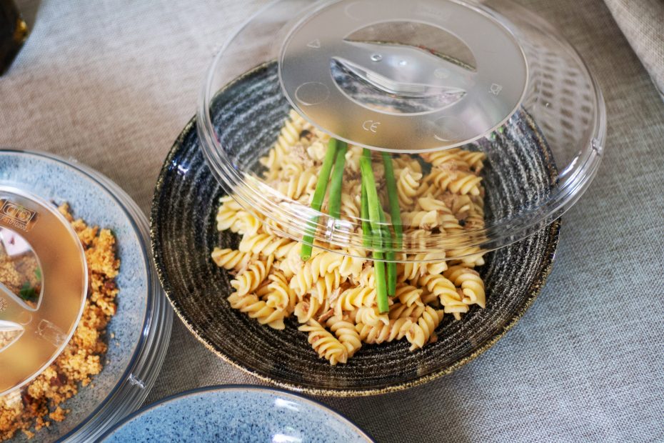 Large Clear Cloche on Crockery Plate Opened