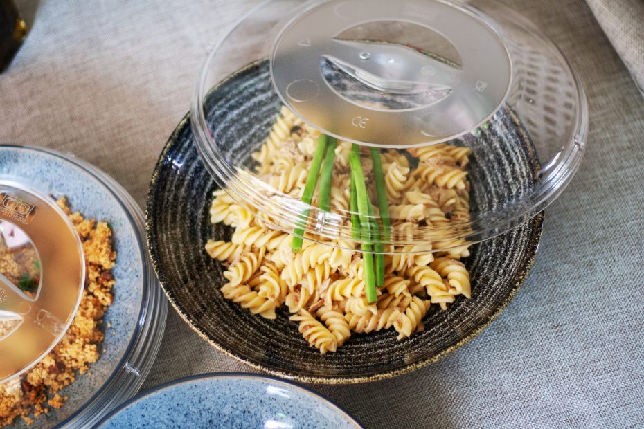 Large Clear Cloche on Crockery Plate Opened