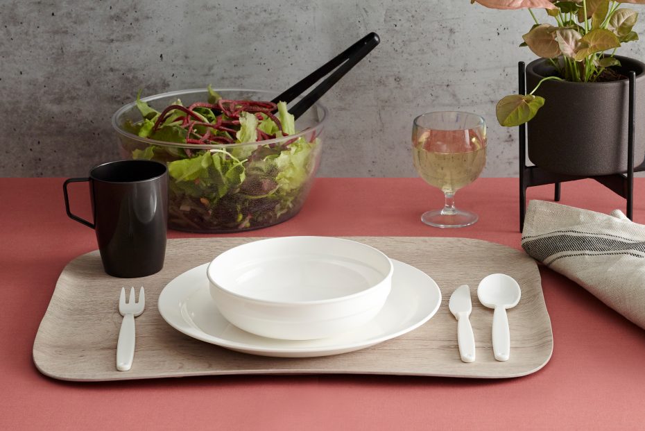 White Tableware Set on Serving Tray