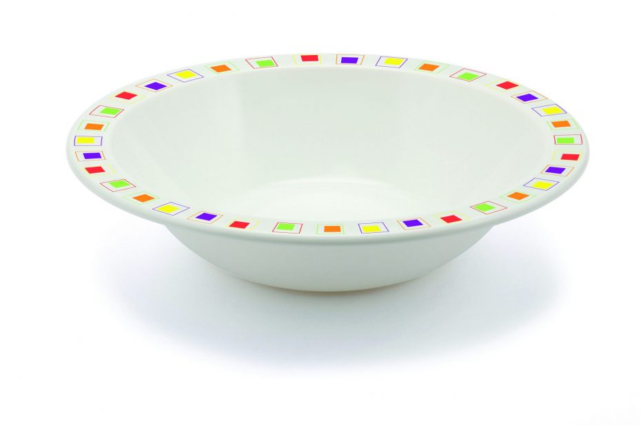Bowl with Colorful Abstract Squares