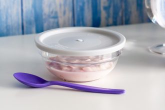 Clear Small Bowl with Yogurt