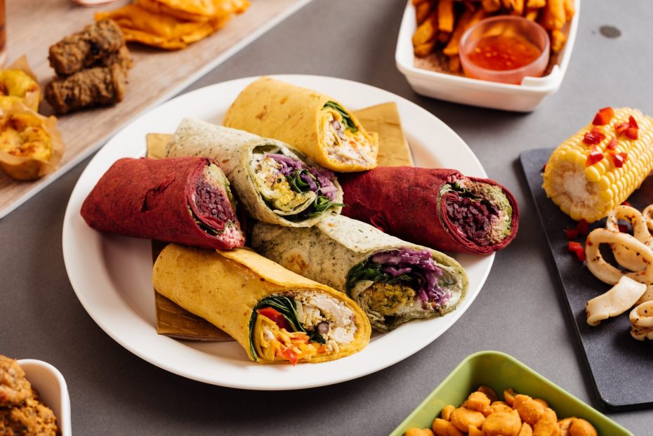 Tortilla Wraps on a Large White Plate