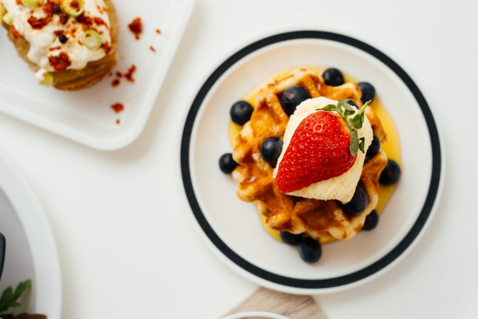 Waffle on a Black Duo Plate