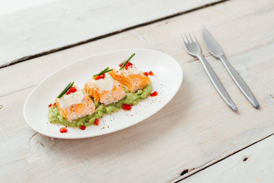 White Oval Plate with Salmon Dish