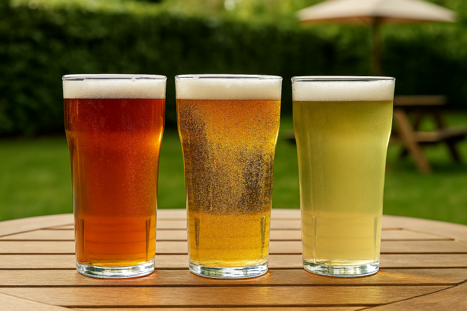 Beers and Cider in 480ml Large Tulip Tumblers