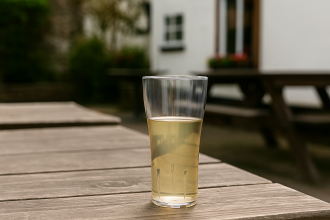 Tulip Beer Tumbler in Pub Garden Setting