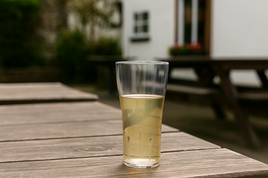 Tulip Beer Tumbler in Pub Garden Setting