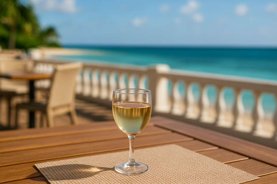 Small White Wine Tumbler at Seaside Restaurant