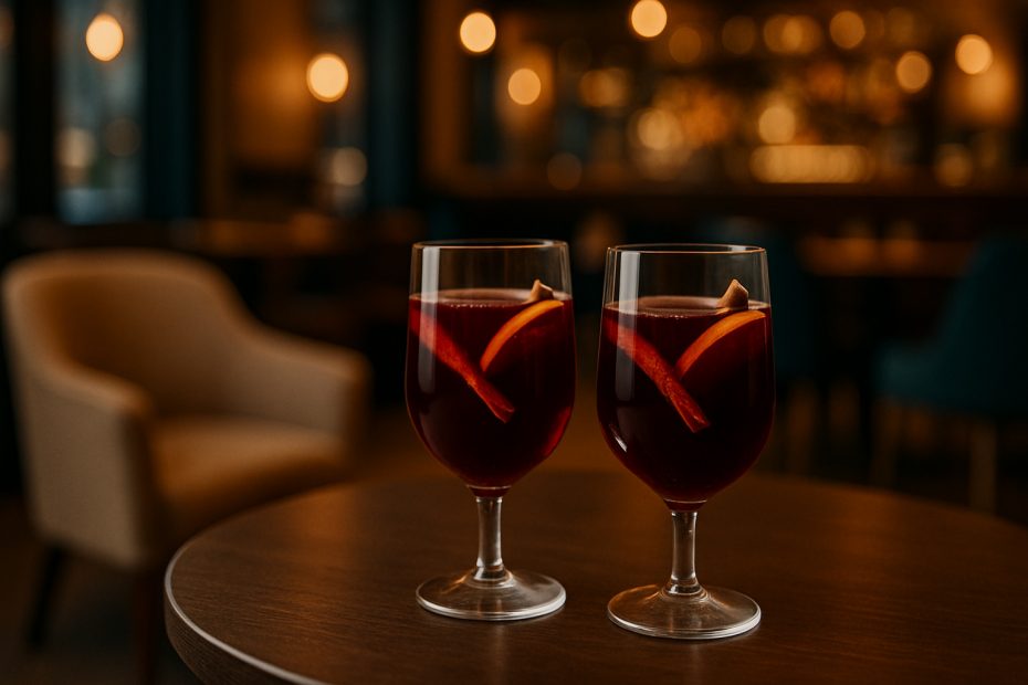 300ml Plastic Wine Glasses with Mulled Wine in Pub Setting