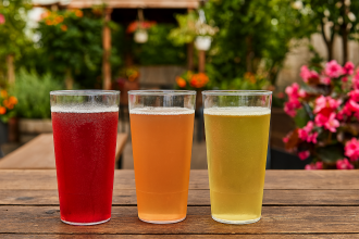Ciders in High Ball Economy Tumblers in Outdoor Setting