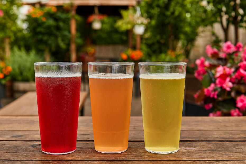 Ciders in High Ball Economy Tumblers in Outdoor Setting