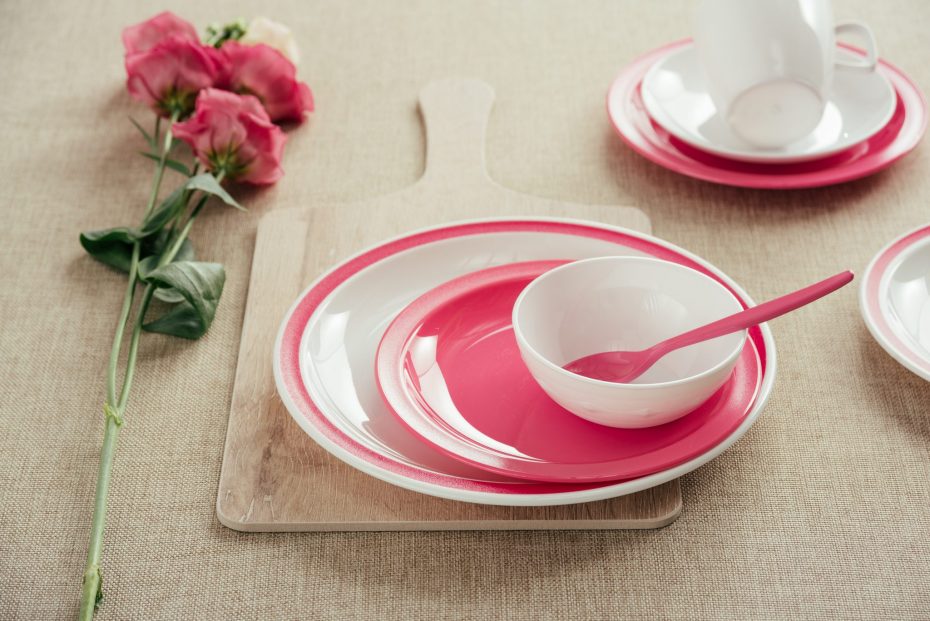 Pink Teaspoon in a White Small Bowl