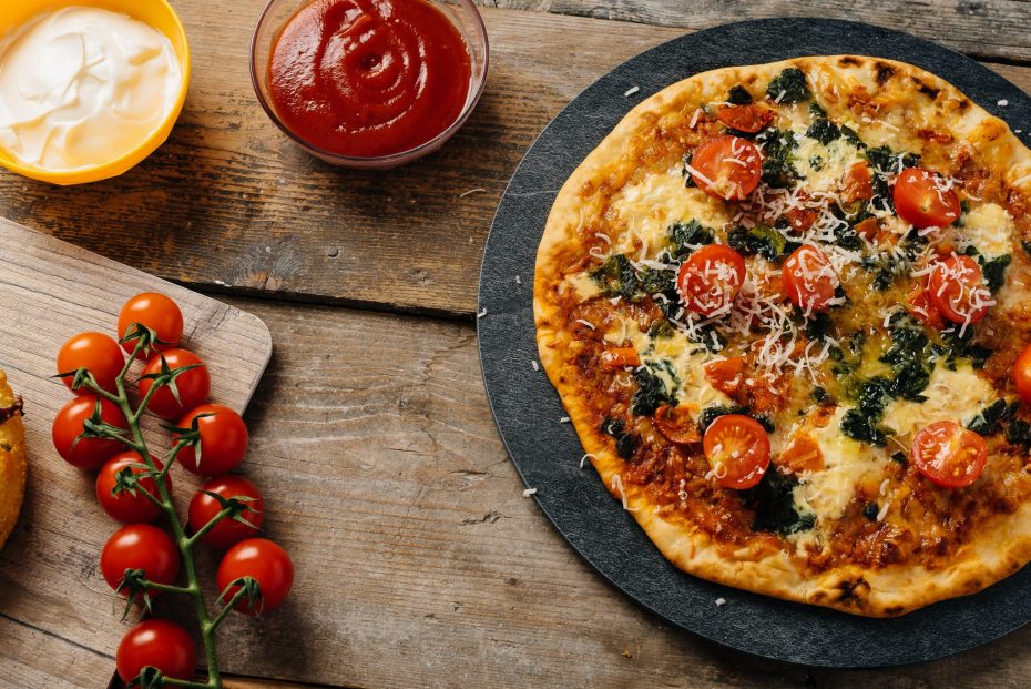 Pizza Served on a Slate S-Plank