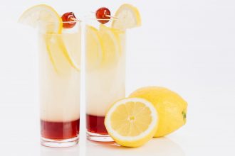 Cherry Lemon Cocktail in a Long Drink Glass