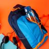 Water Bottle with Blue Sports Cap in a Backpack