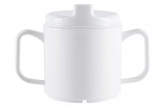 2 Handled White Mug with Sipper Lid