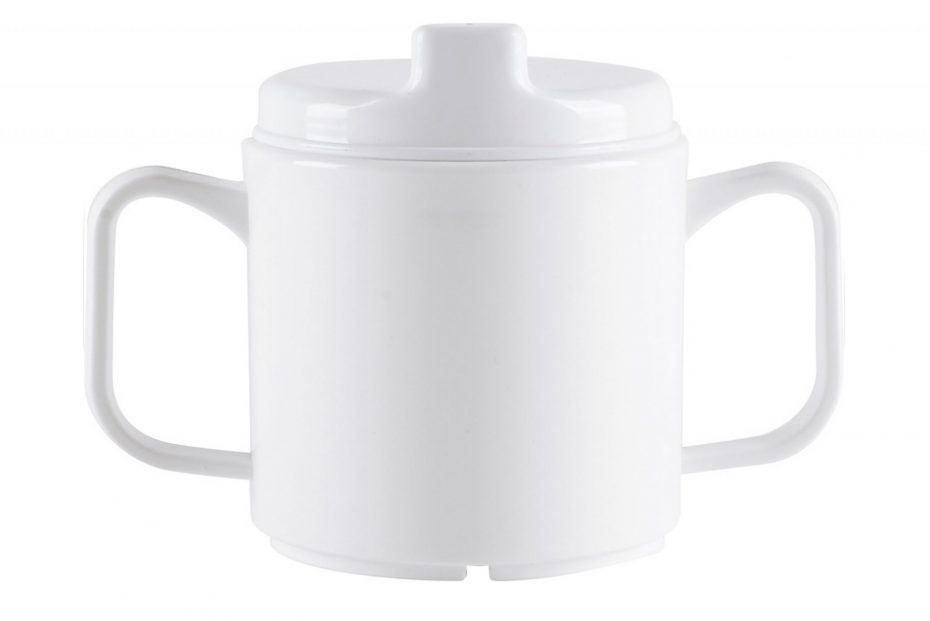 2 Handled White Mug with Sipper Lid