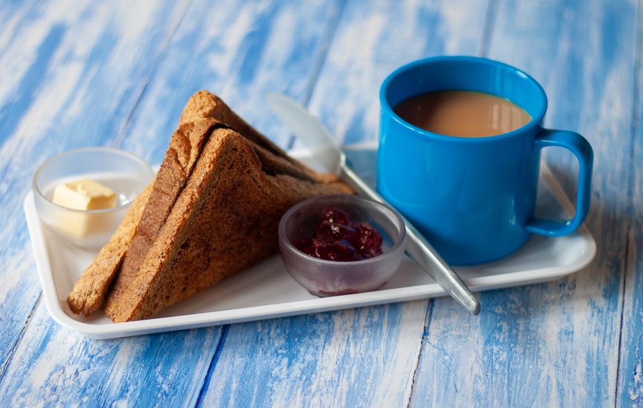 Tea in a blue mug