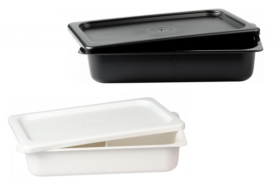 Depp Dish Lids and 2 Compartment Dishes in Black and White